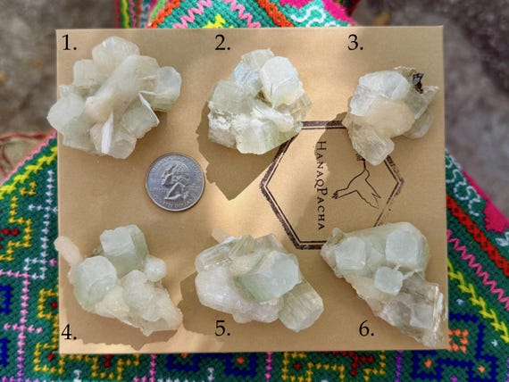 Green Apophyllite, Choose ONE of Six, Compassion, Heart & Crown Chakra, India B686