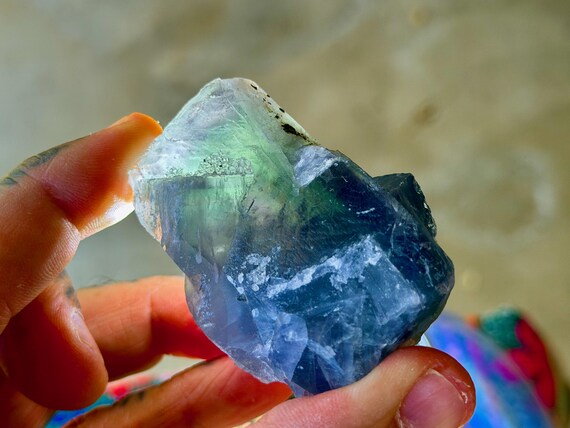 Bicolor Fluorite, UV Reactive, Blue-Purple & Green, 152g, Third Eye Chakra, Dream Crystal, Nigeria V479
