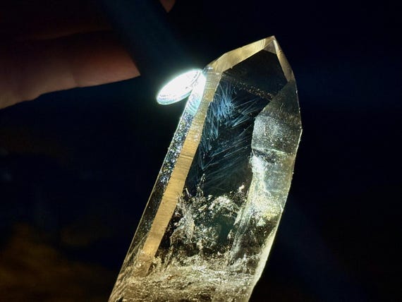 Blue Needle Smoky Lemurian Quartz, Dow Formation, Semi-Polished, 120g, New Find, Bahia, Brazil A566