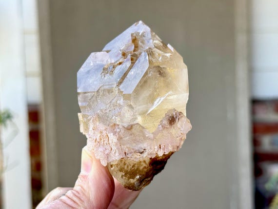 Canga Rosa Citrine with Sceptered Growth, 312g, Crystallized Rose Quartz, Heart Chakra Crystal, Taquaral, Brazil W760