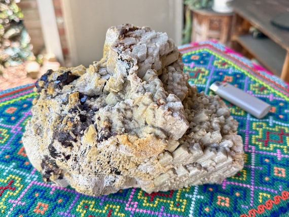 Orthoclase Feldspar with Purple Fluorite, 3.6 Kilo, Crystal for Transition & New Beginnings, Minas Gerais, Brazil W531