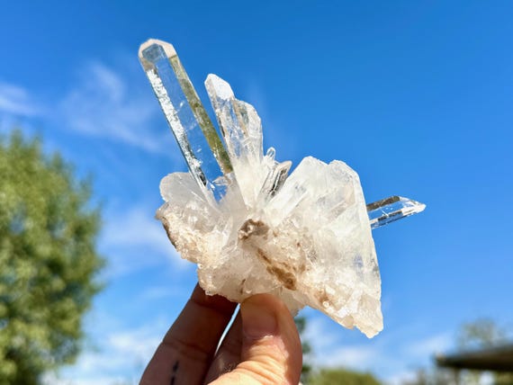 Laser Quartz Cluster, Self-Standing & Water Clear, 217g, New Find, Energetic Clearing, Diamantina, Minas Gerais, Brazil W619
