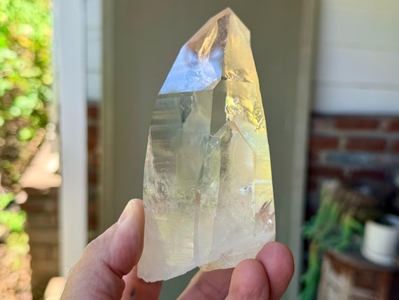 Golden Healer Lemurian Quartz, Water Clear & Self-Standing, 618g, New Find, Channeling Formation, Diamantina, Minas Gerais, Brazil V555