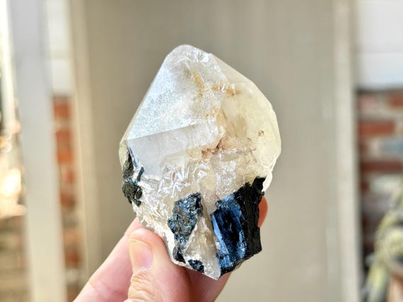 Mild Golden Citrine with Black Tourmaline and Cleavelandite Inclusion, 211g, New Find, Aracuai, Minas Gerais, Brazil W503
