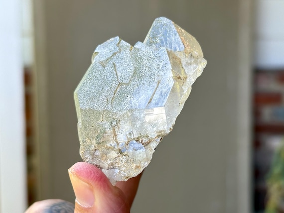 Himalayan Cathedral Quartz with Green Chlorite, 116g, New Find, High Altitude Quartz, Heart Chakra & Nature Spirits, India T441