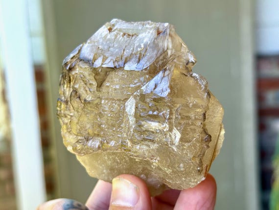 Elestial Citrine with Trigons, Etched Jacare Citrine, 266g, New Find, Manifestation & Creativity, Aracuai, Minas Gerais, Brazil W968