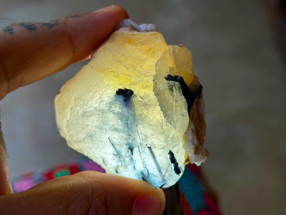 Blue Tourmaline Quartz, Mild Citrine Inclusion, 91g, New Find, Third Eye & Throat Chakra, Taquaral, Minas Gerais, Brazil B194