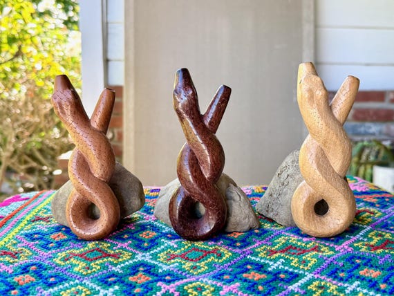 Infinity Snake Kuripe, Traditional Shamanic Applicator Pipe, Choose ONE of Three, Hand Carved Single Block Kuripe