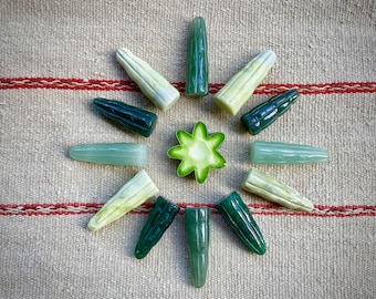 Andean Cactus Crystal, 2" Carved Grandfather Medicine Cactus for Shamanic Mesa, Choice of Jade, Serpentine or Adventurine