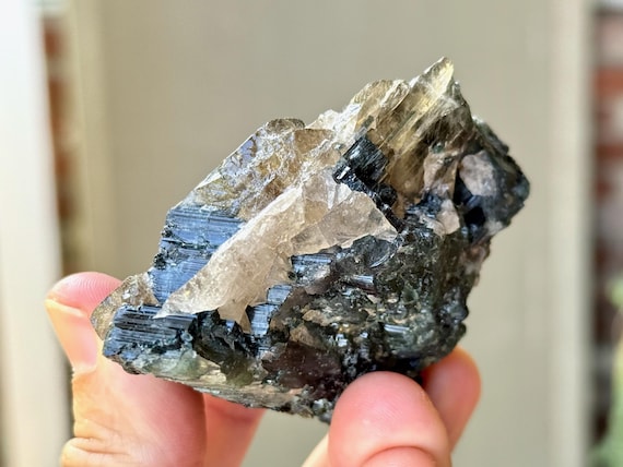 Green Tourmaline with Quartz, 150g, Energetic Purification & Strength, Barra do Salinas, Minas Gerais, Brazil A616