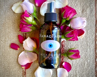 Organic Rose Water, Agua De Rosas, 4 oz, 100% All-Natural Room Spray, For Face and Body, Uplifting Natural Fragrance