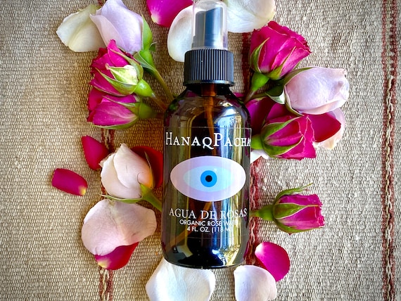 Organic Rose Water, Agua De Rosas, 4 oz, 100% All-Natural Room Spray, For Face and Body, Uplifting Natural Fragrance
