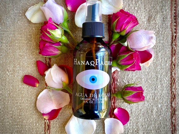 Agua De Rosas - Organic Rose Water, 4 oz, Natural Energy Clearing Room Spray, Uplifting Floral Mist for Face and Body