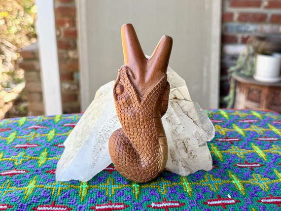 Snake Kuripe, Traditional Shamanic Applicator Pipe, Hand Carved from Tropical Hardwood