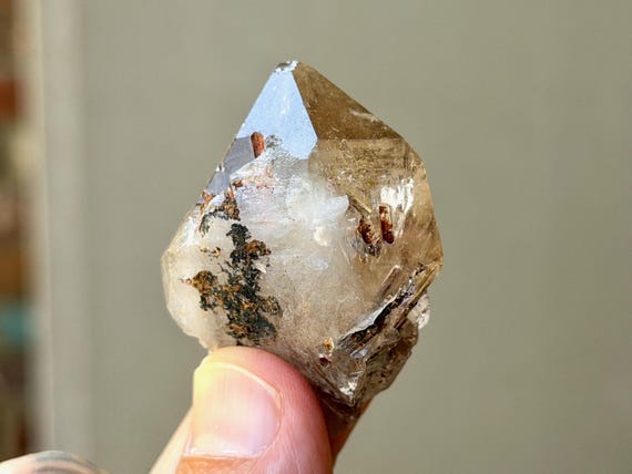 Smoky Quartz with Red Epidote, 46g, Soul Evolution & Purpose, Minas Gerais, Brazil B595