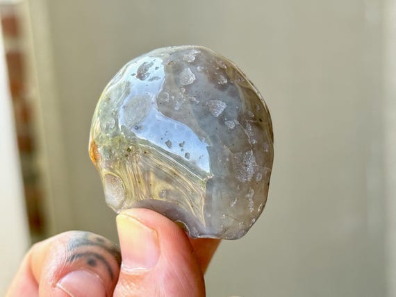 Enhydro Ocean Agate with Ancient Moving Water, 65g, Rare Find, Earth and Water Elements, Stability and Self-Reliance, Brazil A526