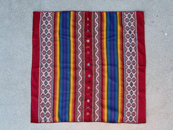 Shamanic Manta Cloth, Large Size 37" x 39", Traditional Mesa Cloth for Plant Medicine Ceremony, Handmade in Ausungate, Peru