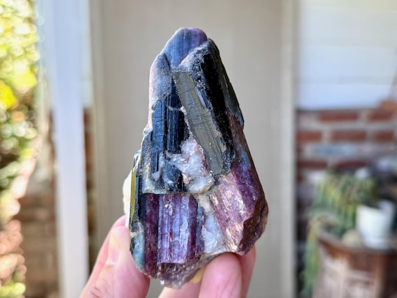 Bicolor Paraiba Tourmaline in Quartz, Purple & Blue Tourmaline, 444g, Old Stock, Rio Grande Del Norte, Brazil V072