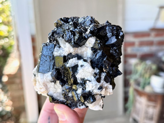 Black Tourmaline with Cleavelandite, Self-Standing, 716g, Grounding and Protection, Coronel Murta, Minas Gerais V245