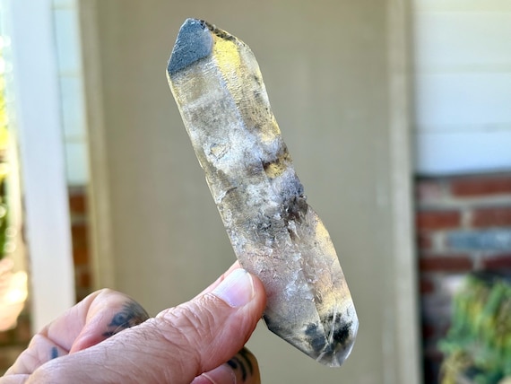 Black Phantom Lemurian Dissolution Quartz, Double Terminated & Hydrothermally Etched, 112g, Spiritual Transformation, Bahia, Brazil T741
