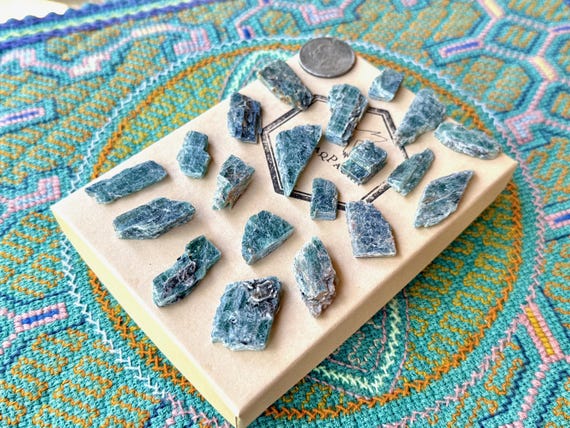 Ocean Kyanite Lot, 20 pcs, Blue-Green Kyanite Crystals, Heart & Throat Chakra Connection, Tanzania S879