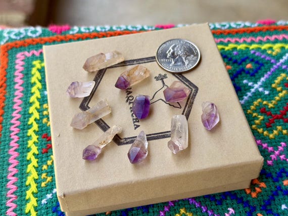 Indigo Child Amethyst Lot,  Scepter Formations, 10 pcs, Old Find, Spiritual Evolution, Madagascar B304