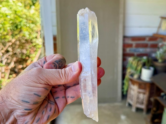 White Tipped Halloysite Quartz, Elongated Formation, 206g, Old Find, Energetic Clearing & Angelic Contact, Boyaca, Colombia T249