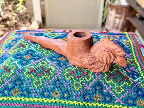Condor Tobacco Pipe, Hand-Carved Palo Sangre Wood Pipe for Shamanic Ceremony, Made in Pucallpa, Peru by Artist Betson Macawashi