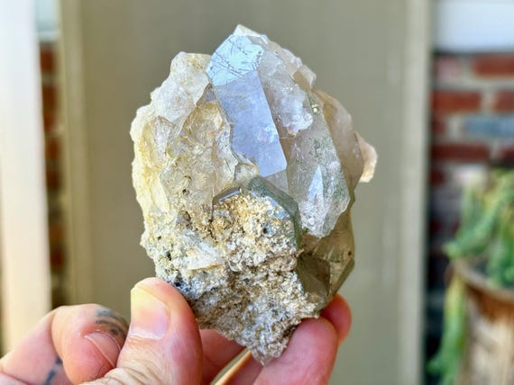 Himalayan Quartz with Green Chlorite, 294g, High Altitude Crystal, Purification & Heart Healing, India V360