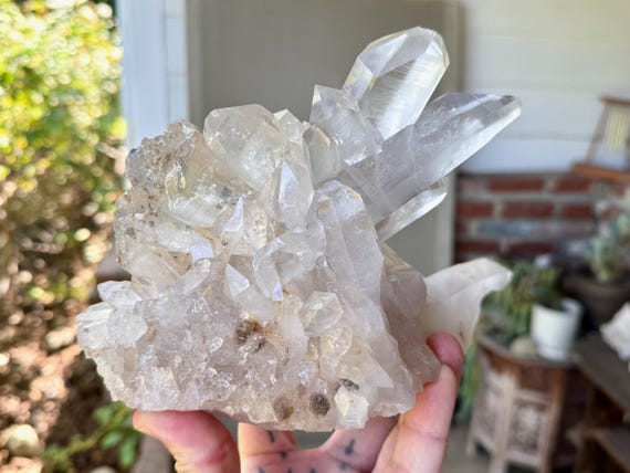 Lemurian Quartz Cluster, Self-Standing, 2.1 Kilo, Brilliant Aesthetic Formation, Statement Crystal, Bahia, Brazil V057