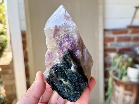 Citrine with Blue Tourmaline, Purple Lepidolite, All Natural, 863g, Unicorn Stone, Coronel Murta, Minas Gerais, Brazil V244