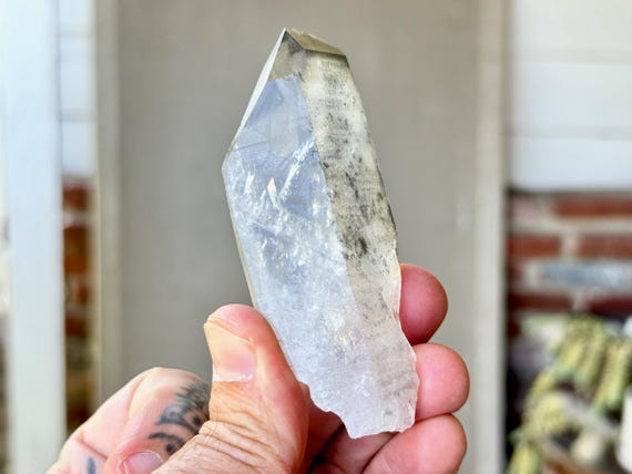 Black Phantom Lemurian Quartz with Large Key Imprint, 85g, New Find, Detoxification, Root Chakra, Bahia, Brazil R605
