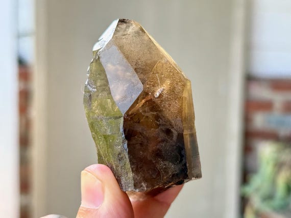 Pele's Dream Lemurian Citrine with Time Link, Self-Standing, 110g, Shadow Work & Trauma Healing, Goias, Brazil A712