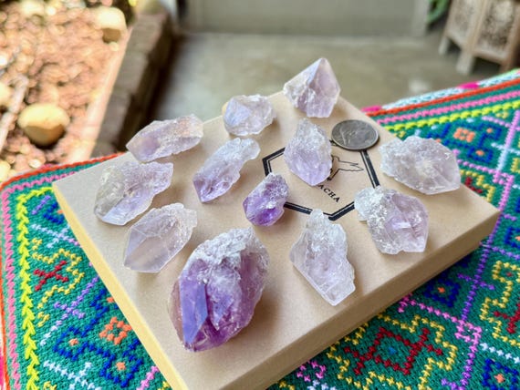 Dissolution Amethyst Lot, Hydrothermally Etched, 12 pcs, Natural Crystals, Spiritual Evolution & Transformation, Bahia, Brazil WS251