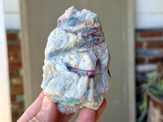 Paraiba Tourmaline & Albite, Bicolor Pink and Blue, 343g, New Find, Rio Grande Del Norte, Brazil V689