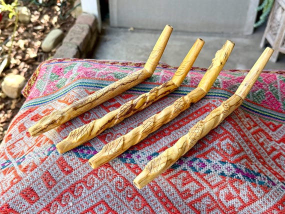 Palo Santo Tepi Pipe, Snake & Puma Tepi, Traditional Shamanic Applicator Pipe, Choose ONE of Four, Handmade in Peru