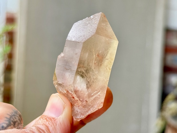 Lemurian Quartz with Red & Golden Rutile Inclusions, Isis Formation, 68g, New Find, Diamantina, Minas Gerais, Brazil P851