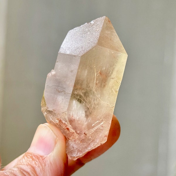 Red Rutile Lemurian Quartz with Red and Golden Angel Hair Rutile Inclusions, Isis Formation, New Find, Diamantina, Minas Gerais, Brazil P851