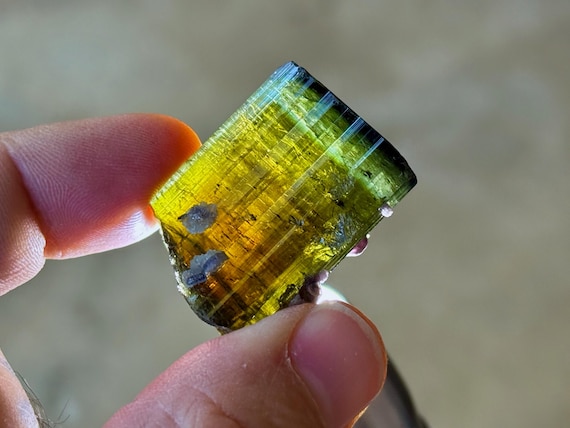 Multicolor Banded Tourmaline, Orange, Yellow, Blue & Green, 30.8g, New Find, Coronel Murta, Minas Gerais, Brazil A046