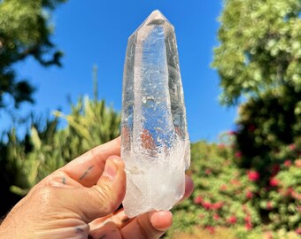 ウォータークリアクォーツクリスタル：3.9インチ、長さ10cm、ブラジル