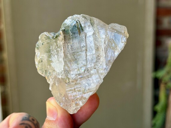 Himalayan Cathedral Quartz, Green Chlorite Inclusions, 111g, High Altitude Crystal, Heart Healing & Purification, India B038