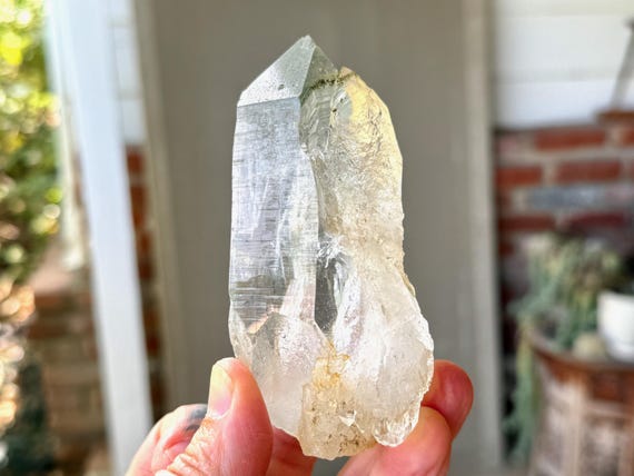 Himalayan Quartz with Green Chlorite, Water Clear, 267g, High Altitude Crystal, Heart Healing & Purification, India V285