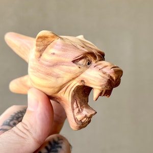 Kuripe, Solid Wood Jaguar Kuripe, Hand Carved from a Single Block of Fragrant Cemara Wood
