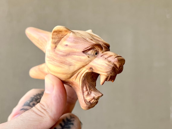 Kuripe, Solid Wood Jaguar Kuripe, Hand Carved from a Single Block of Fragrant Cemara Wood