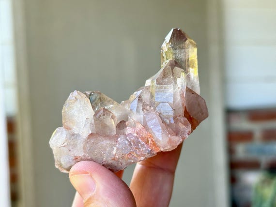 Smoky Quartz Cluster, Golden Rutile & Red Hematite Inclusions, Self-Standing, 121g, Conductor Amplifier Crystal, Bahia, Brazil V162