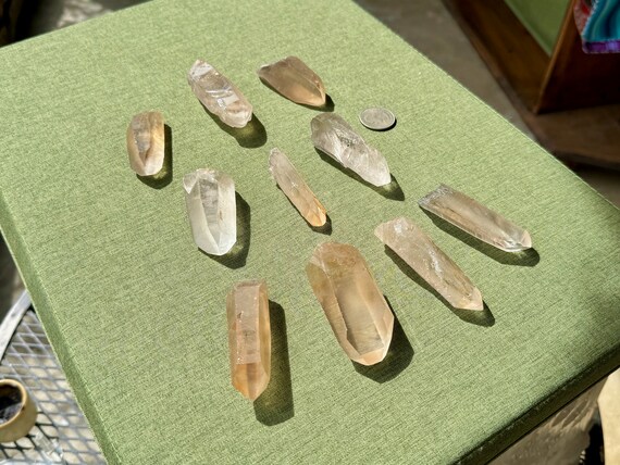 Tangerine, Golden Healer & Smoky Lemurian Quartz Lot, Semi-Polished, 10 pcs, Serra do Cabral, Minas Gerais, Brazil WS127