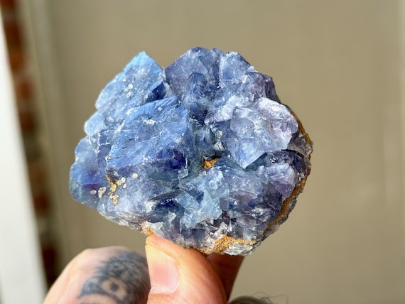 Bicolor Fluorite, Blue & Green, UV Reactive, 163g, Heart and Throat Chakra, Nigeria A439