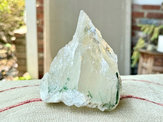 Green Tourmaline Quartz, Self-Standing Crystal, 856g, São José do Safira, Minas Gerais, Brazil W407