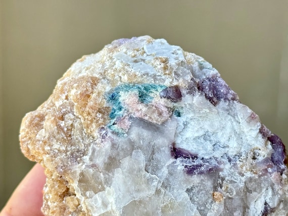 Unicorn Stone Quartz with Purple Lepidolite and Blue Tourmaline, 301g, Old Find, São José do Safira, Minas Gerais, Brazil W374