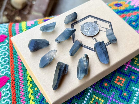Blue Tara Nightshade Quartz Lot, 10 Pcs, Quartz with Blue Riebeckite Inclusions, Itacambira, Minas Gerais, Brazil A546